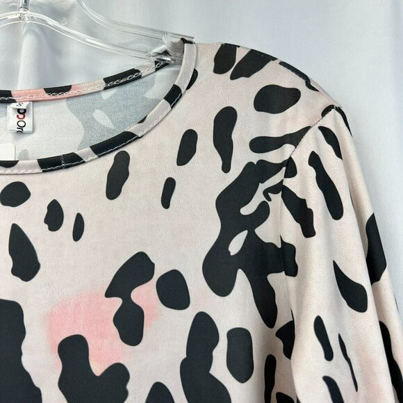 OC Order Plus Womens Pink Leopard Print Long Sleeve High Low Tunic Top Sz Small - Picture 4 of 9